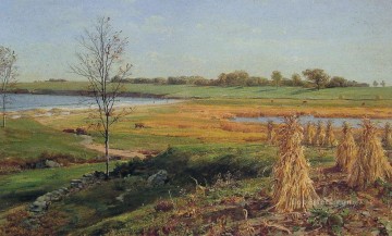 ジョン・フレデリック・ケンセット Painting - 秋のコネチカットの海岸線 ルミニズムの風景 ジョン・フレデリック・ケンセット